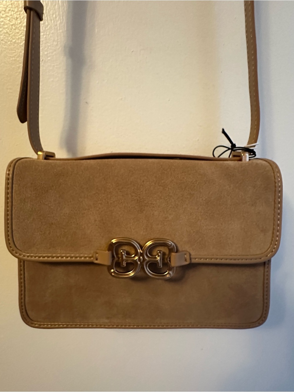 Sam Edelman Tan Suede Crossbody with Gold Hardware